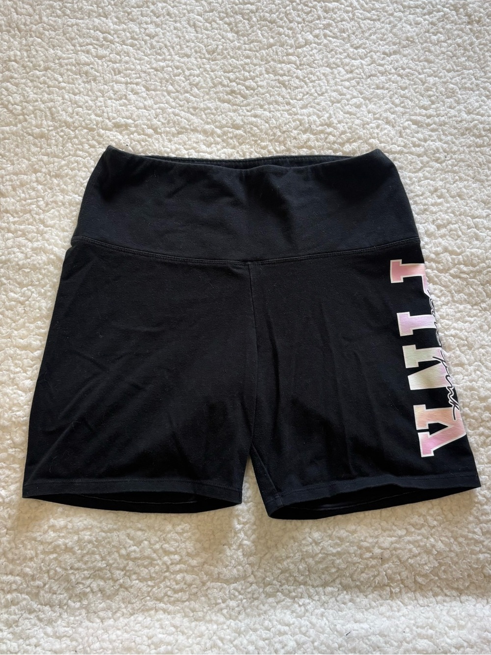 Victoria’s Secret Pink Women Black Graphic Active Shorts